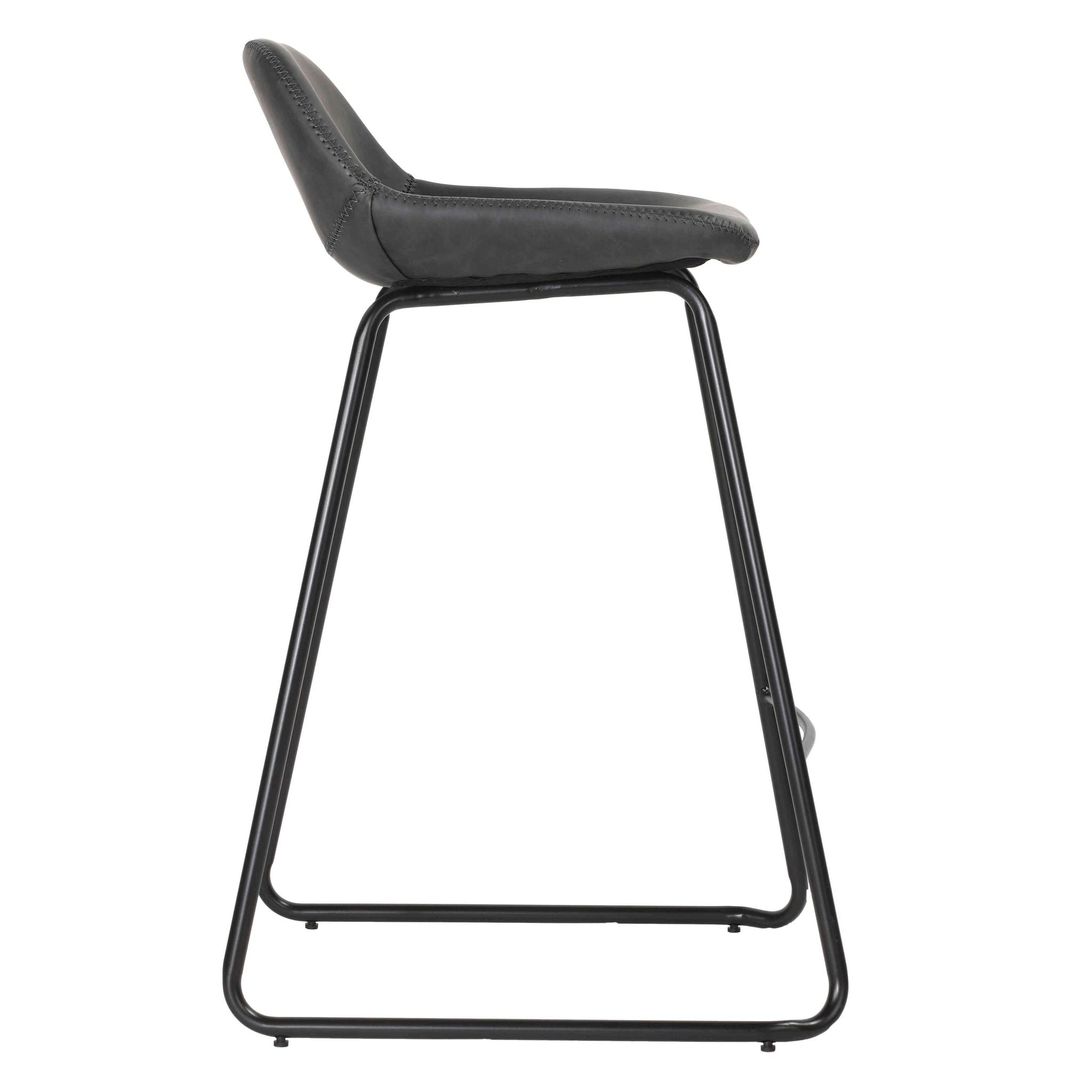 Ava Counterstools in Charcoal Black Faux Leather (Set of 2)