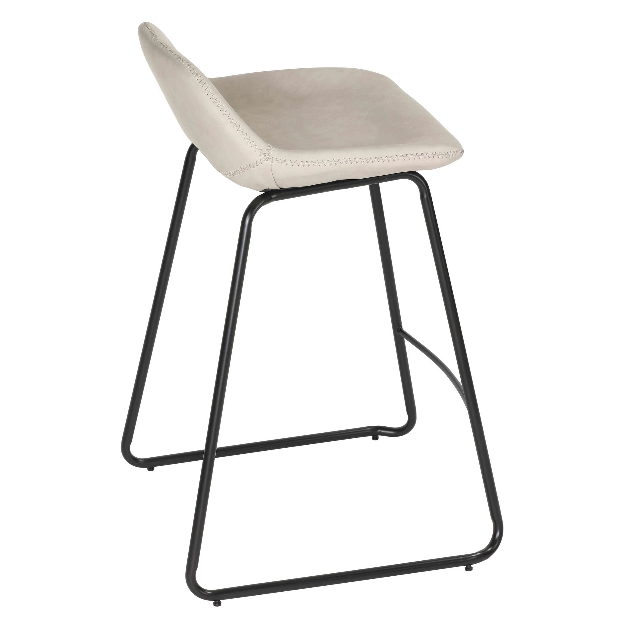 Ava Counterstools in Stone Gray Faux Leather (Set of 2)