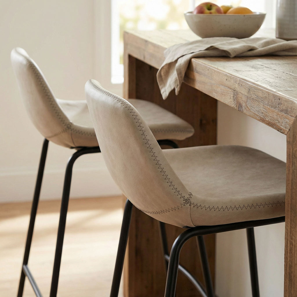 Ava Counterstools in Stone Gray Faux Leather (Set of 2)
