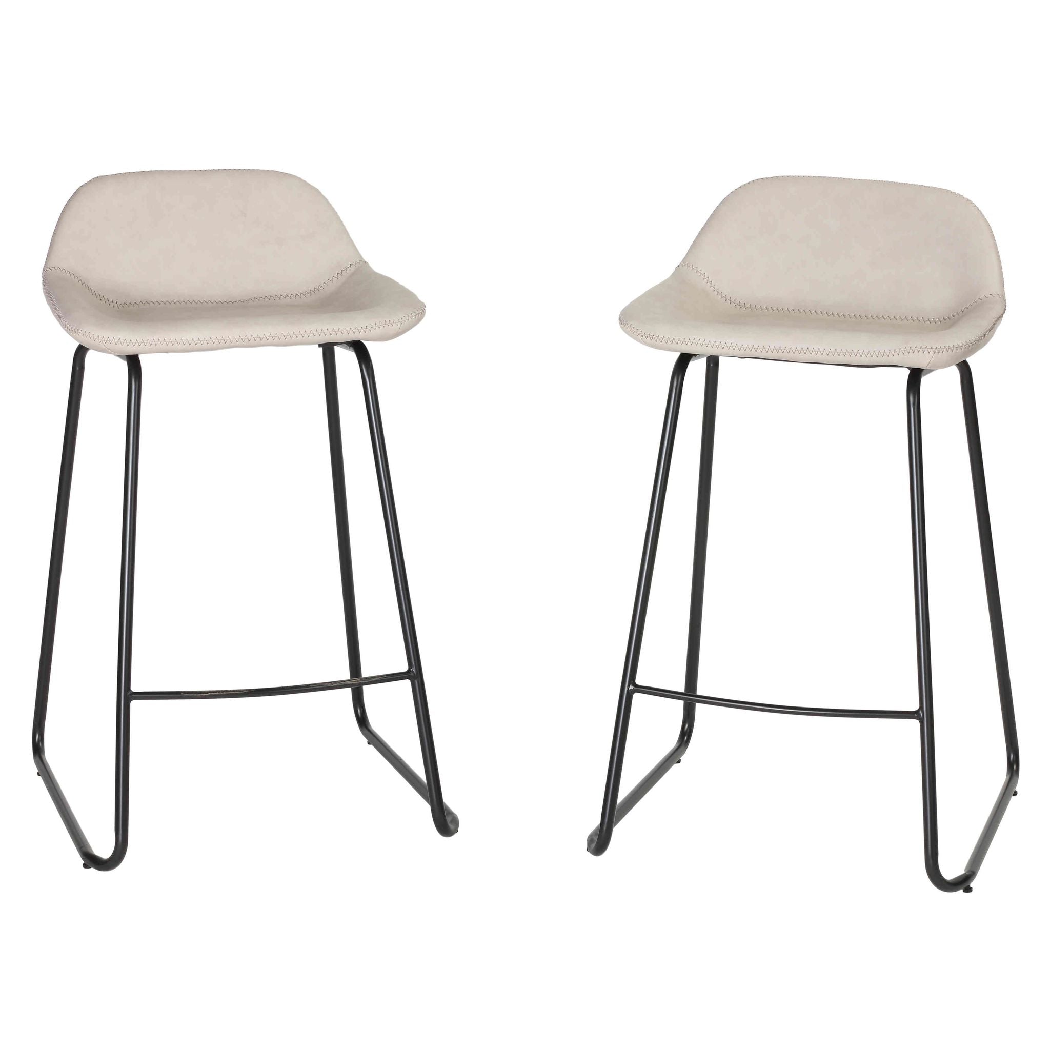 Ava Counterstools in Stone Gray Faux Leather (Set of 2)