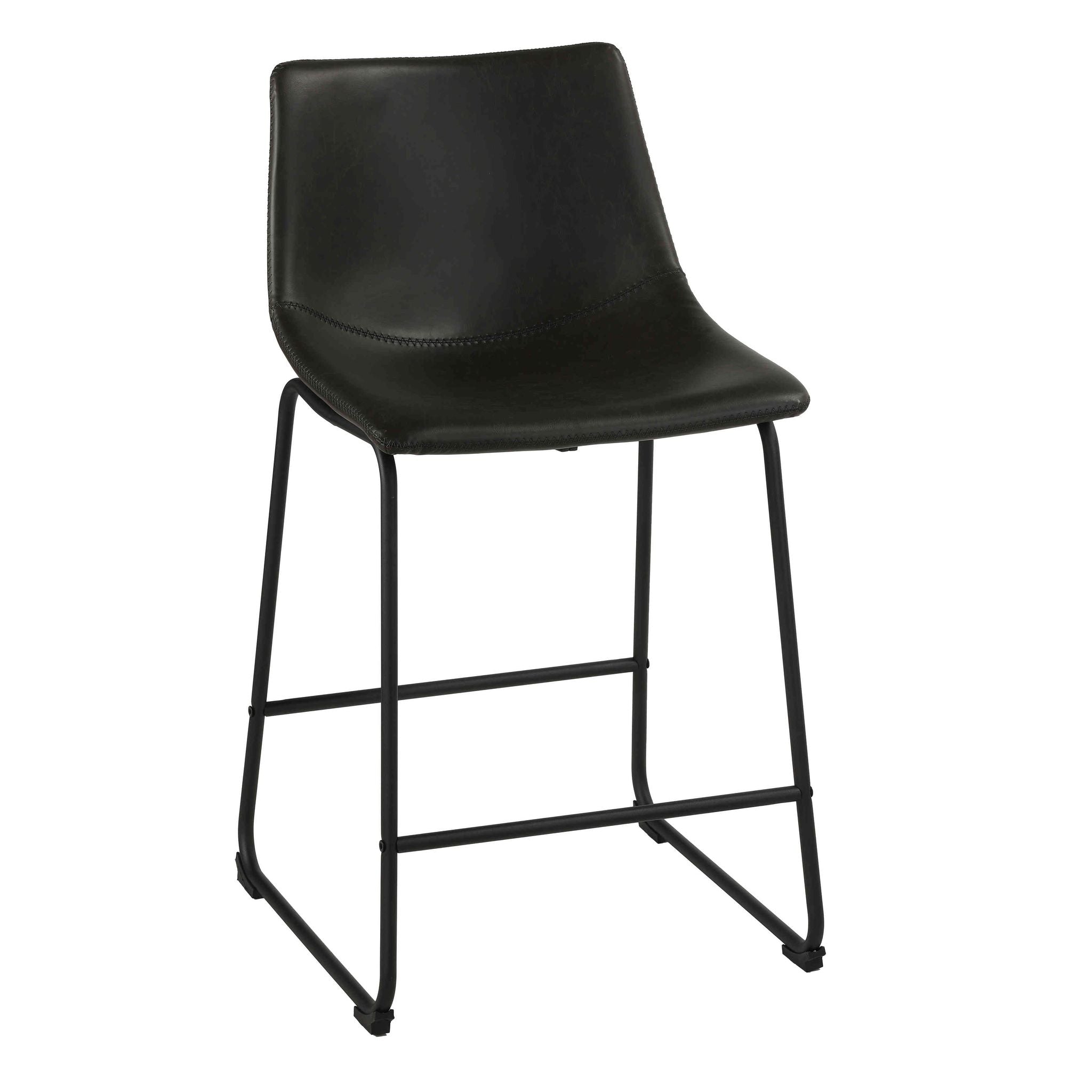 Safi Counterstools in Distressed Black Faux Leather (Set of 2) 24"Seat
