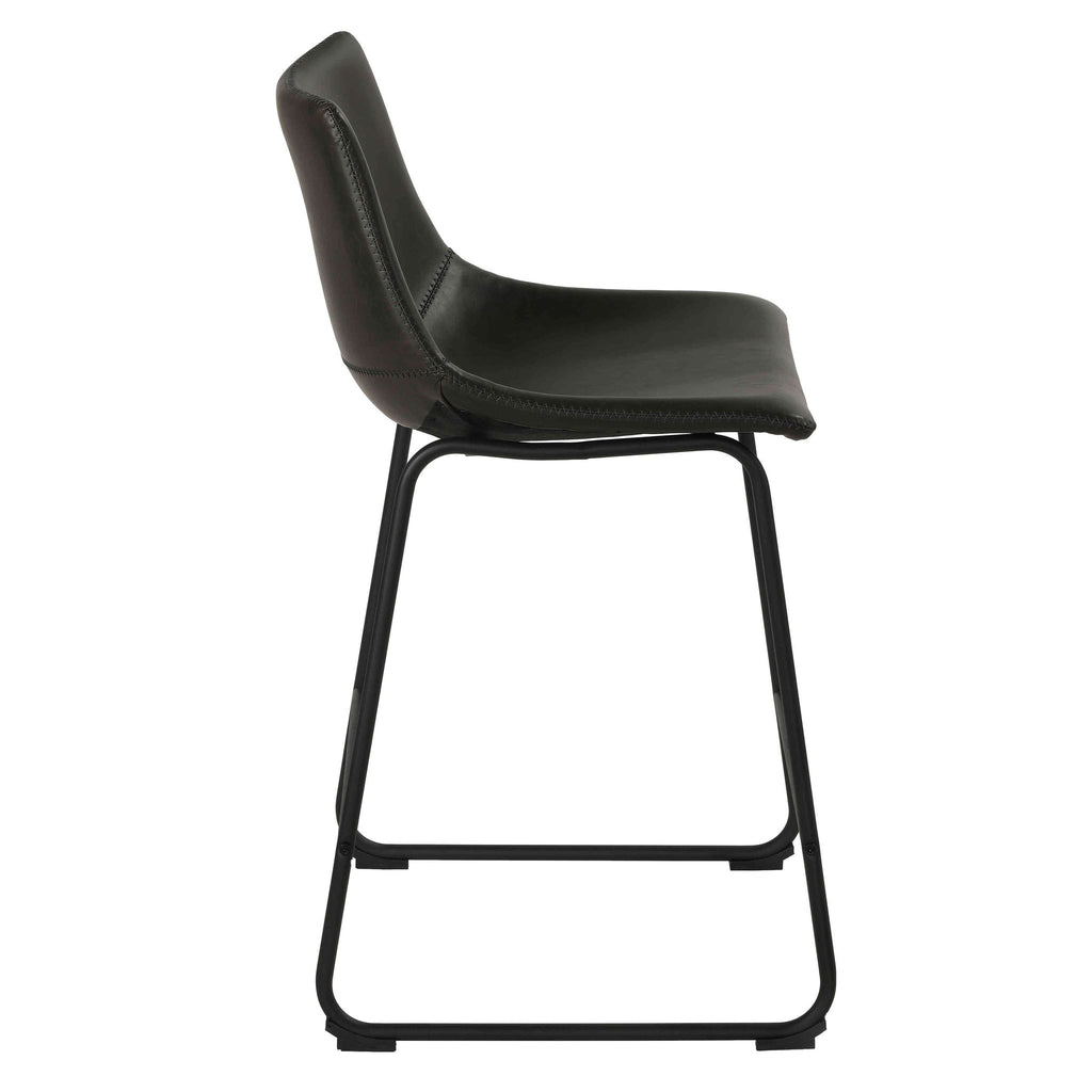 Safi Counterstools in Distressed Black Faux Leather (Set of 2) 24"Seat