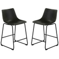 Safi Counterstools in Distressed Black Faux Leather (Set of 2) 24"Seat