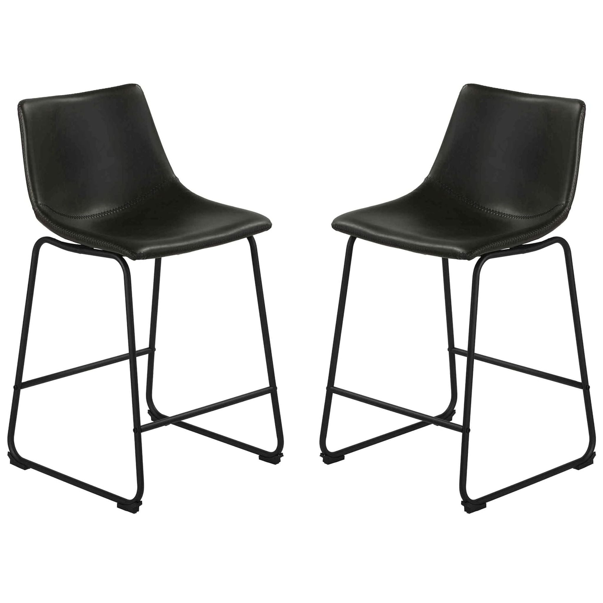 Safi Counterstools in Distressed Black Faux Leather (Set of 2) 24"Seat