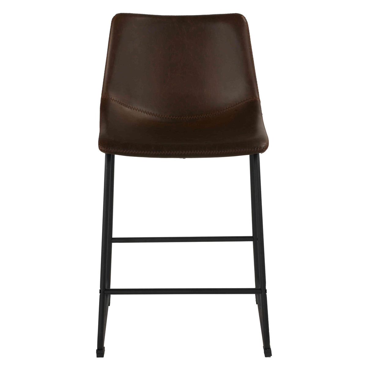 Safi Counterstools in Distressed Coffee Brown Faux Leather (Set of 2)