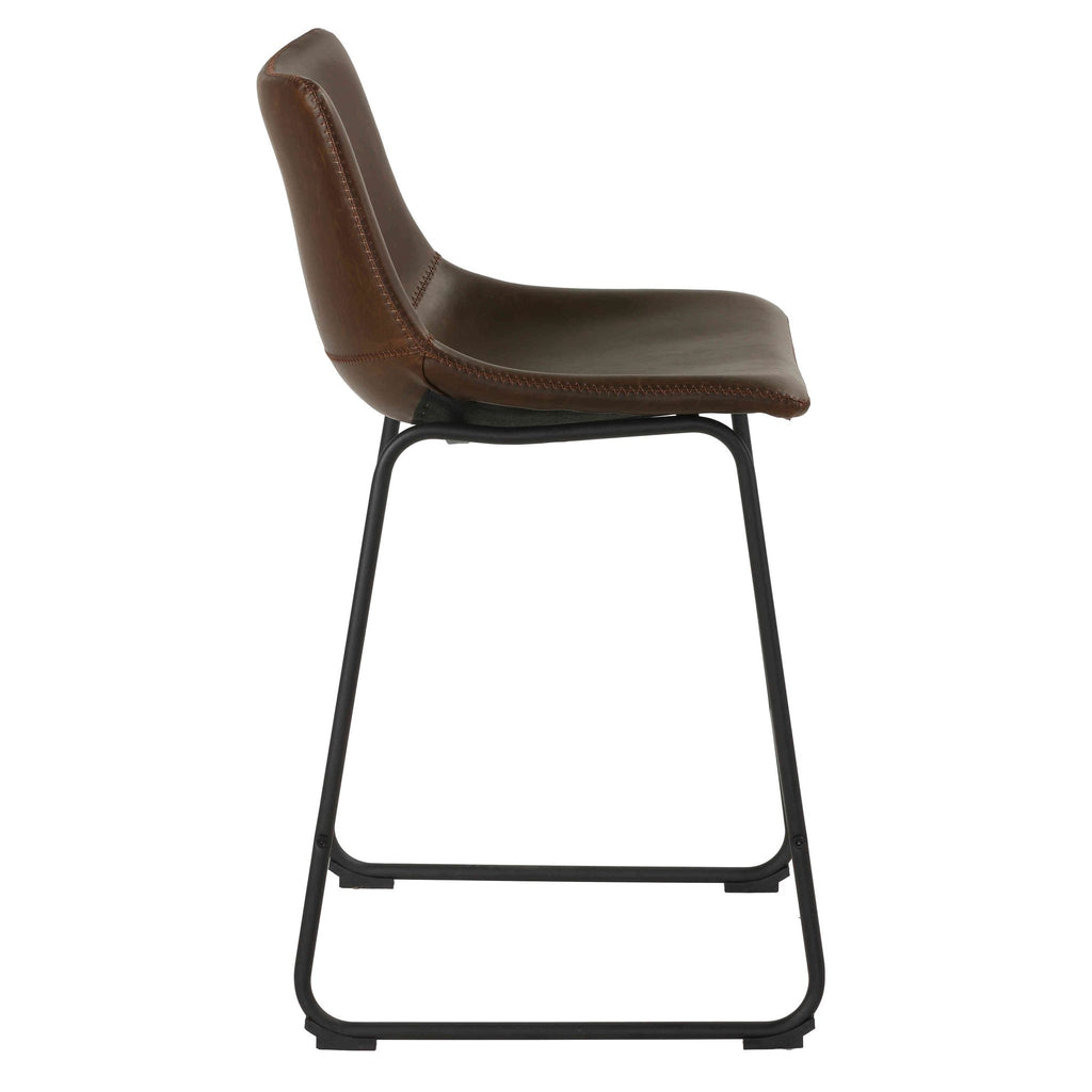 Safi Counterstools in Distressed Coffee Brown Faux Leather (Set of 2)