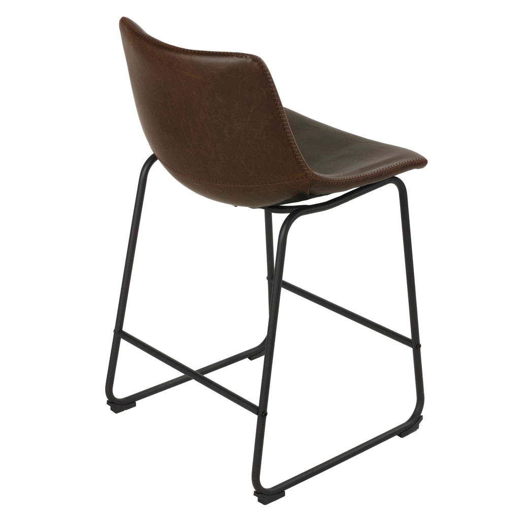 Safi Counterstools in Distressed Coffee Brown Faux Leather (Set of 2)