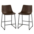 Safi Counterstools in Distressed Coffee Brown Faux Leather (Set of 2)