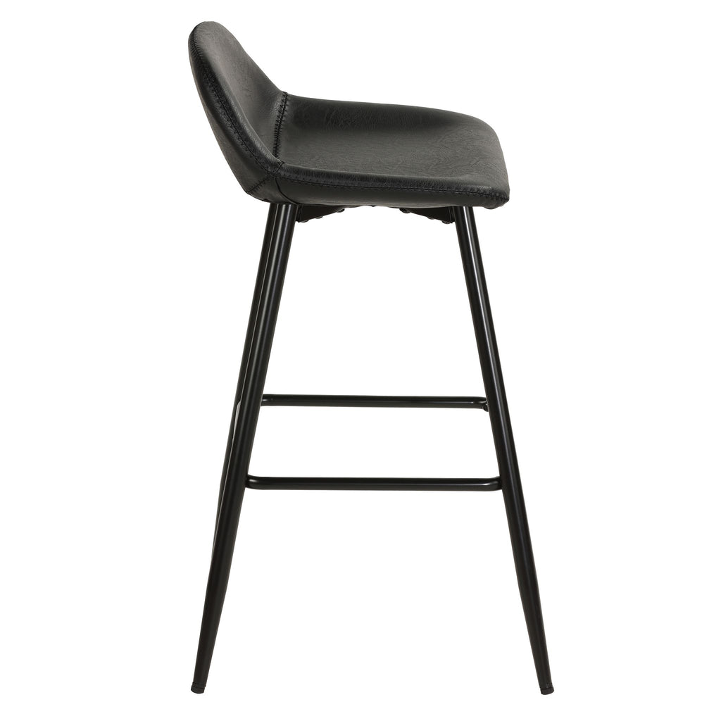 Rain Counterstools in Charcoal Black Faux Leather, Black Base (Set of 2)