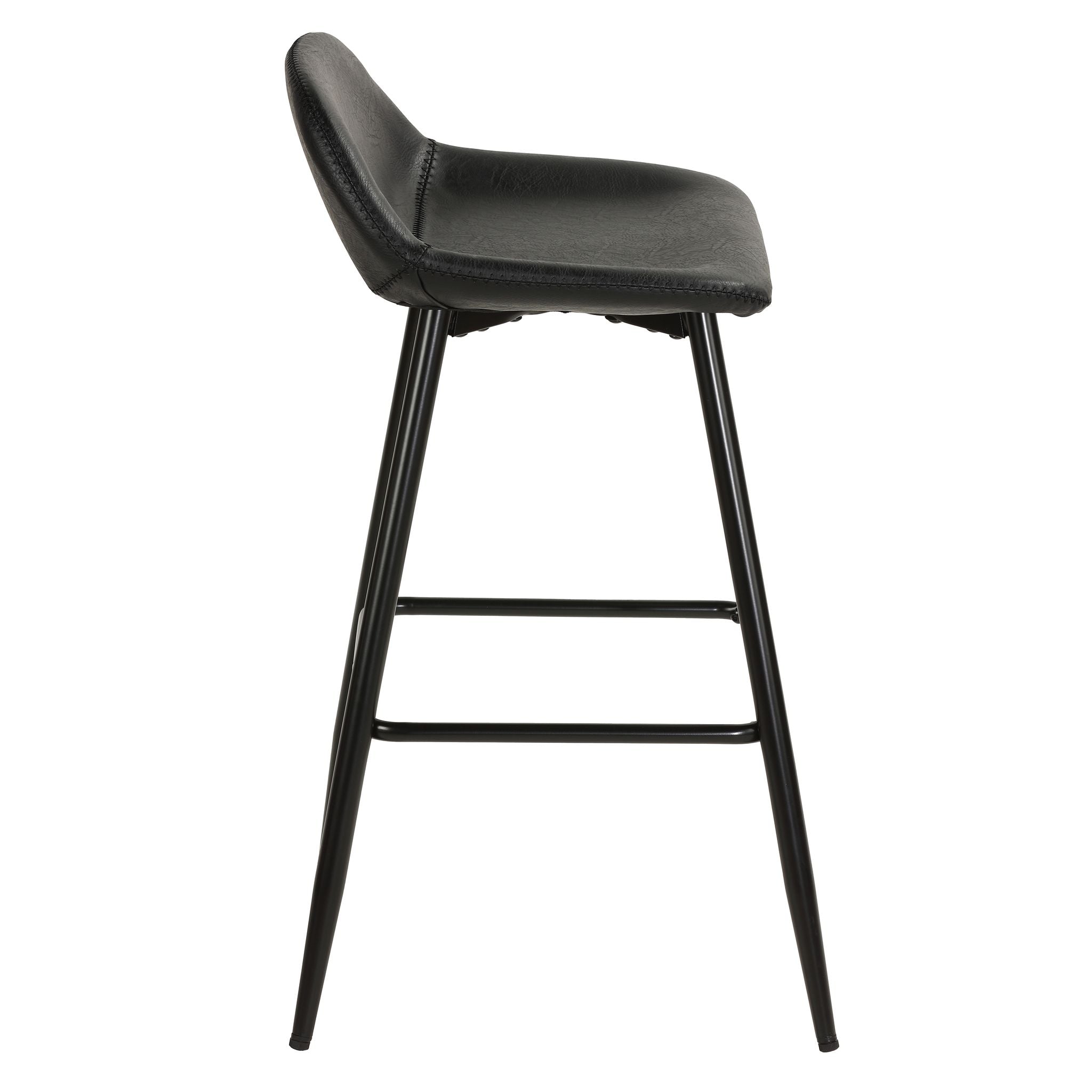 Rain Counterstools in Charcoal Black Faux Leather, Black Base (Set of 2)