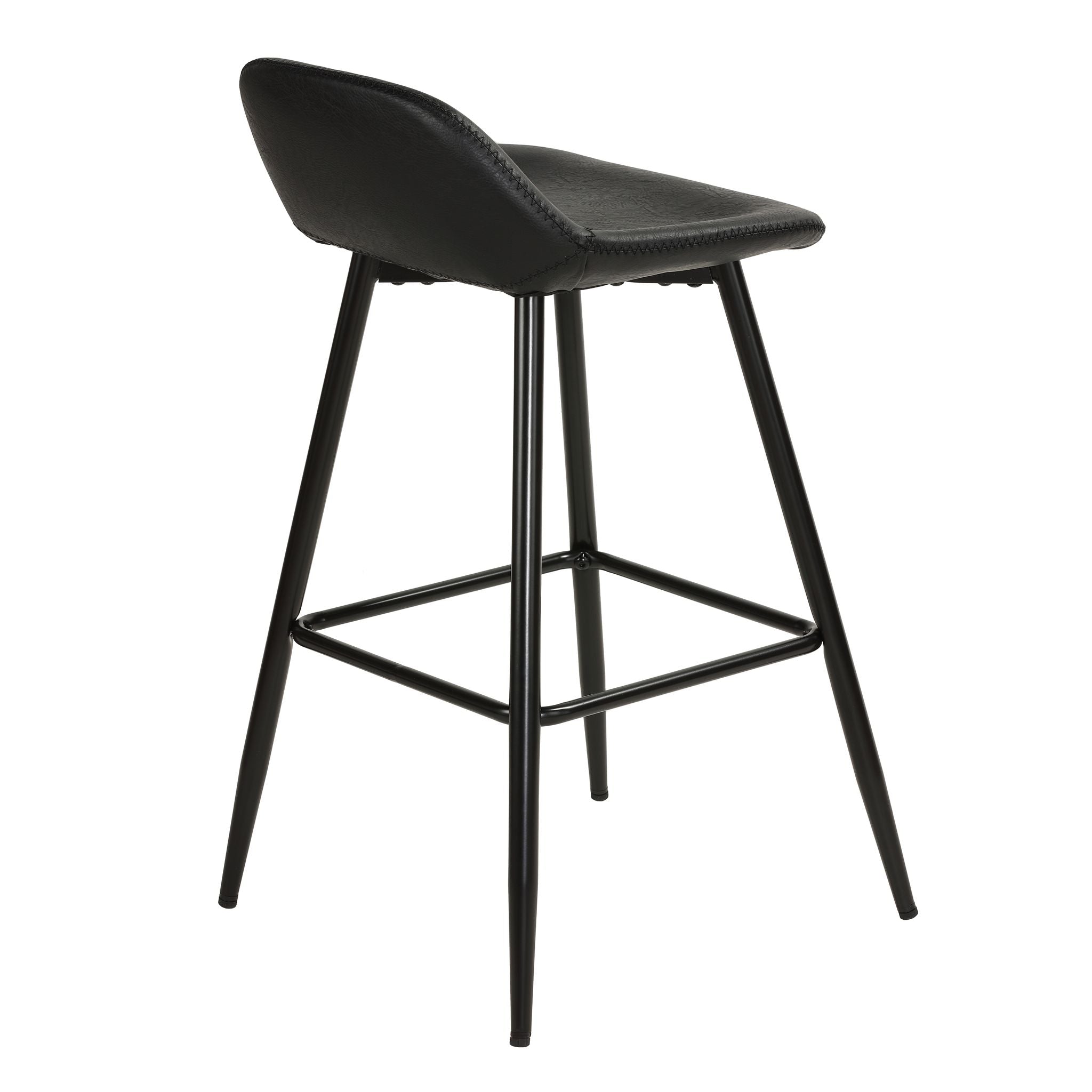 Rain Counterstools in Charcoal Black Faux Leather, Black Base (Set of 2)
