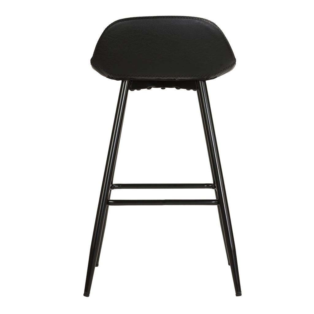 Rain Counterstools in Charcoal Black Faux Leather, Black Base (Set of 2)