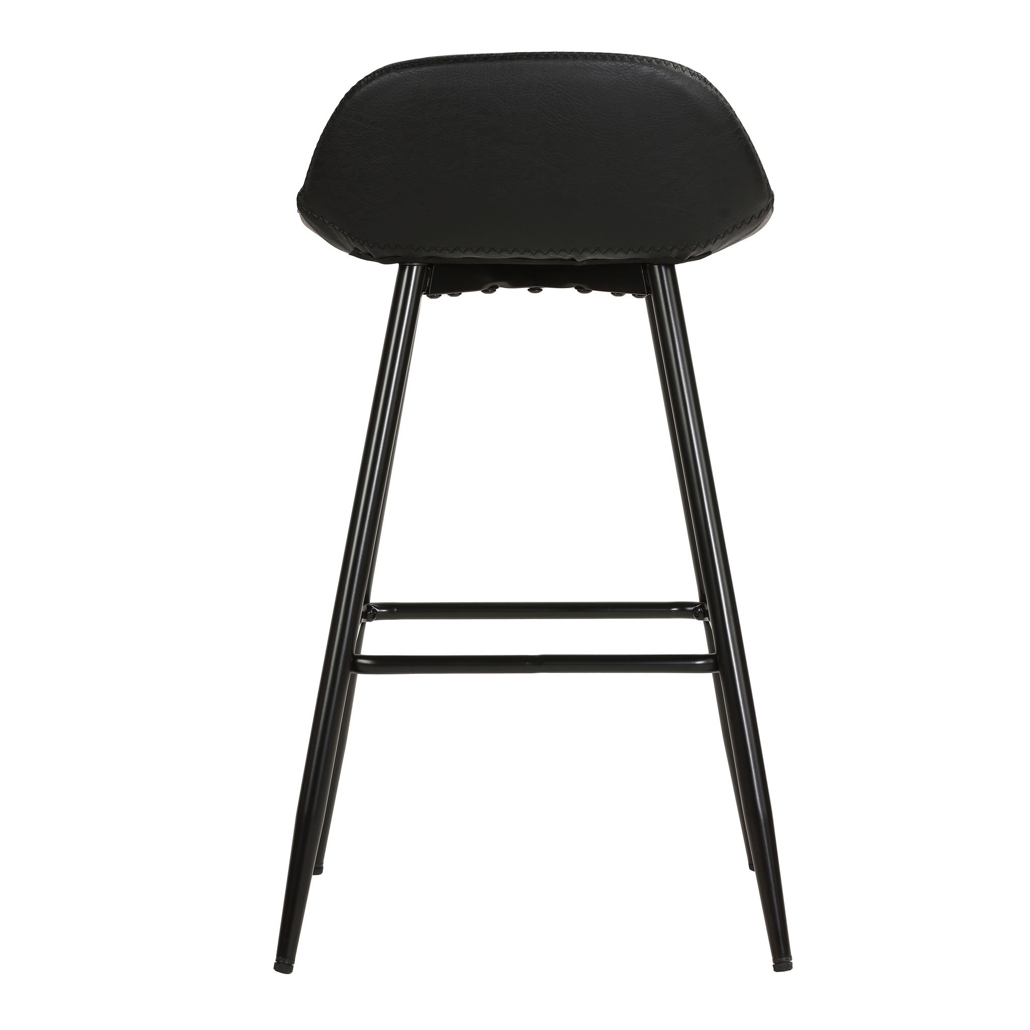 Rain Counterstools in Charcoal Black Faux Leather, Black Base (Set of 2)