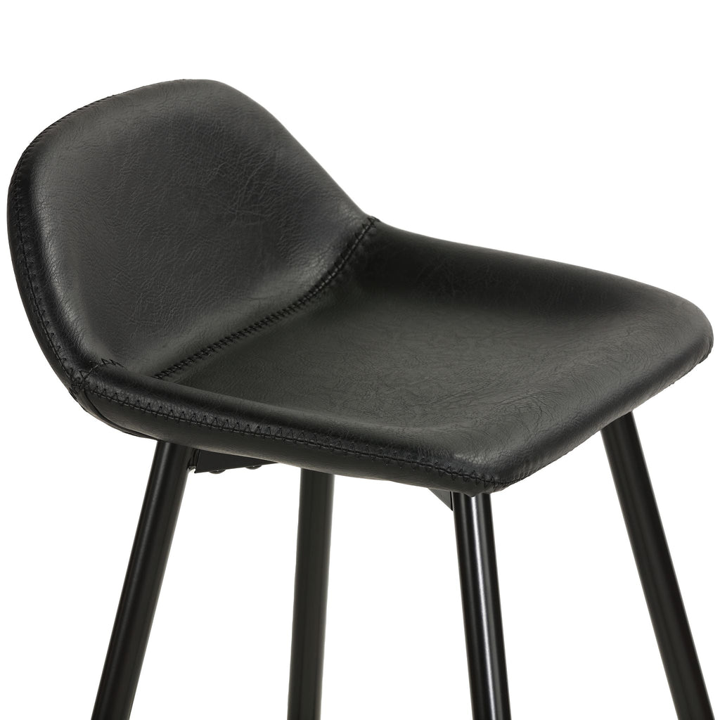 Rain Counterstools in Charcoal Black Faux Leather, Black Base (Set of 2)