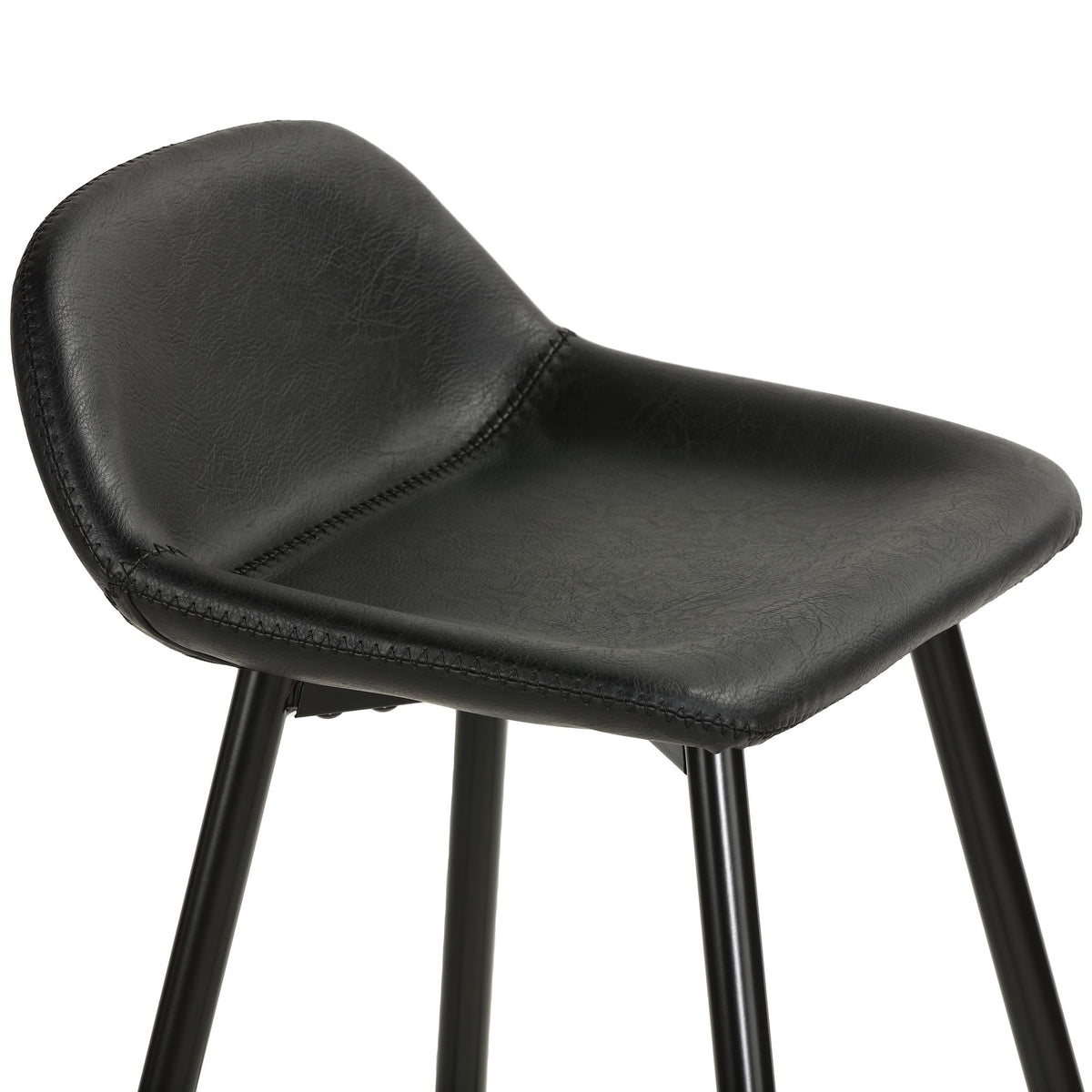 Rain Counterstools in Charcoal Black Faux Leather, Black Base (Set of 2)