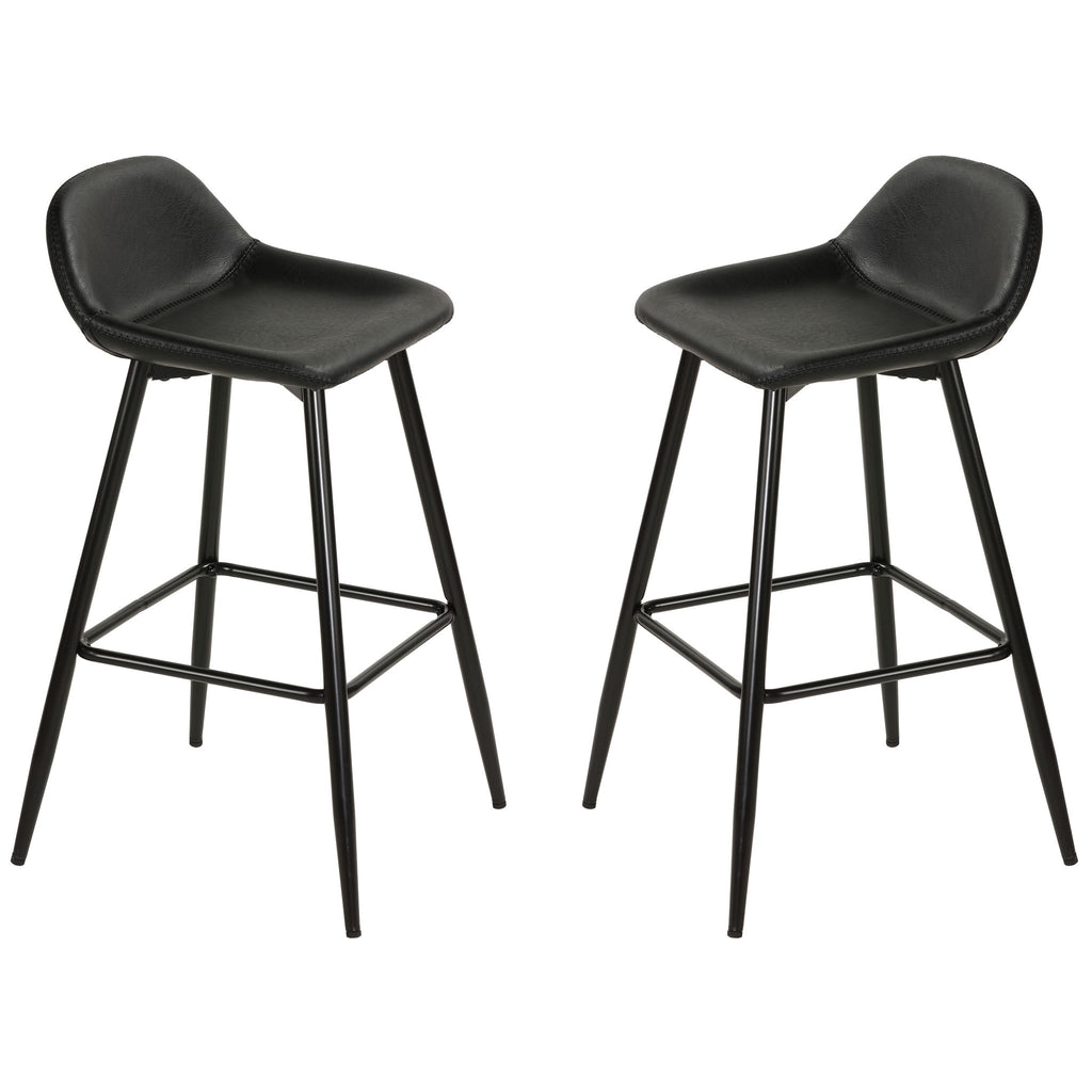 Rain Counterstools in Charcoal Black Faux Leather, Black Base (Set of 2)