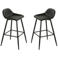 Rain Counterstools in Charcoal Black Faux Leather, Black Base (Set of 2)