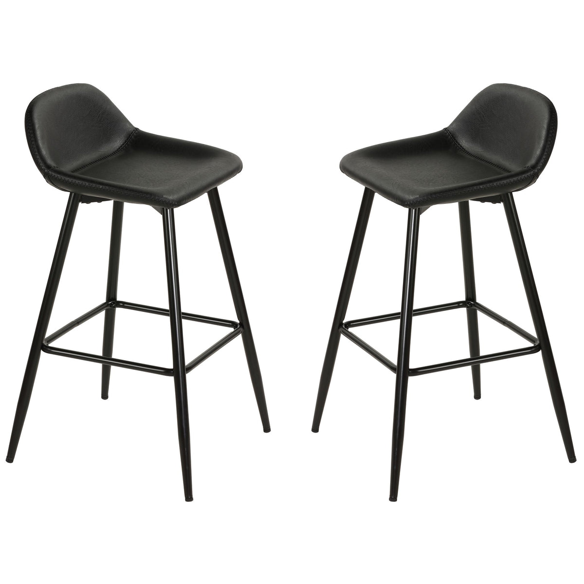 Rain Counterstools in Charcoal Black Faux Leather, Black Base (Set of 2)