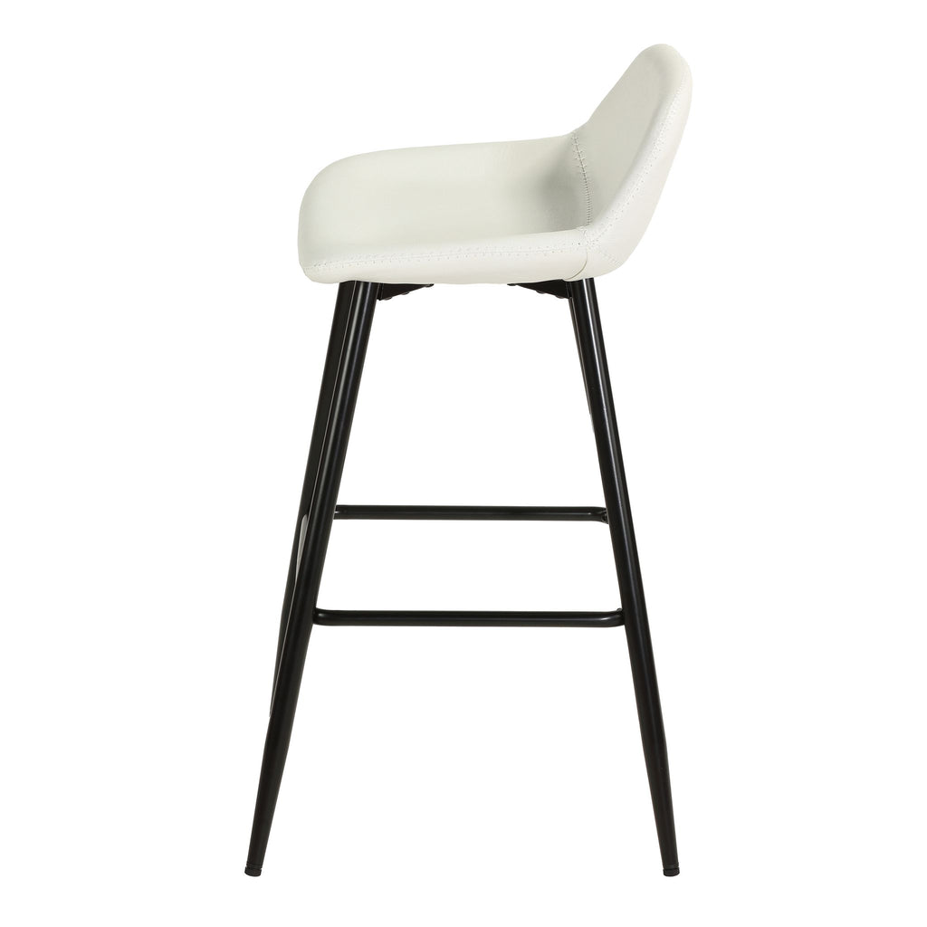 Rain Counterstools in White Faux Leather, Black Base (Set of 2)