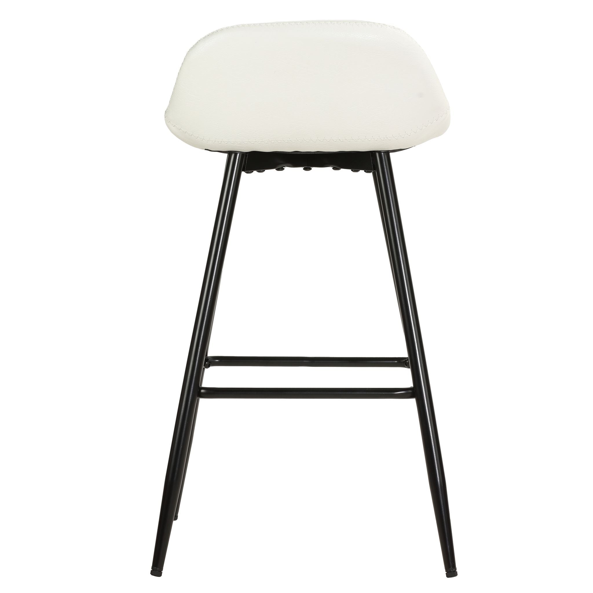 Rain Counterstools in White Faux Leather, Black Base (Set of 2)
