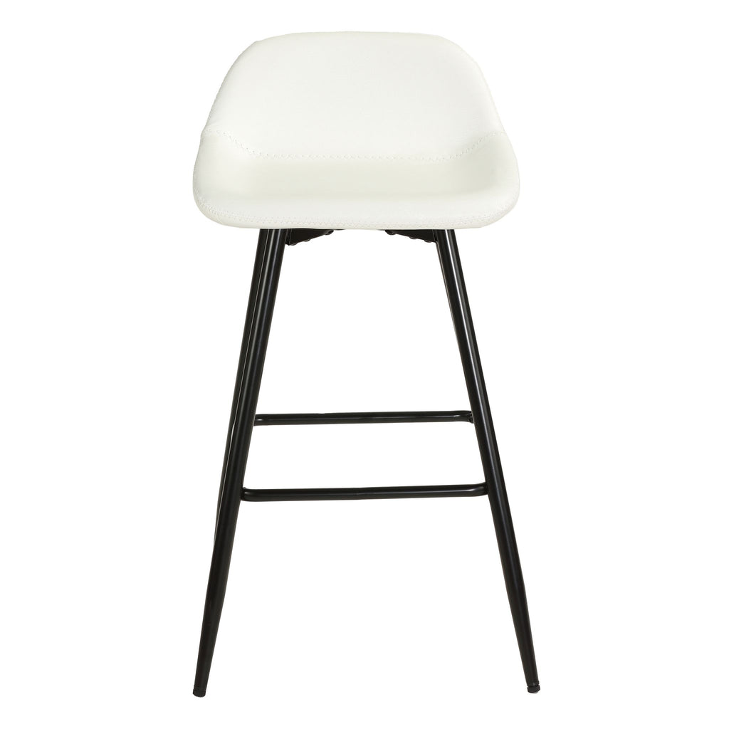 Rain Counterstools in White Faux Leather, Black Base (Set of 2)