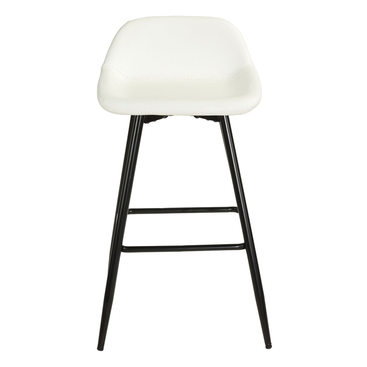 Rain Counterstools in White Faux Leather, Black Base (Set of 2)