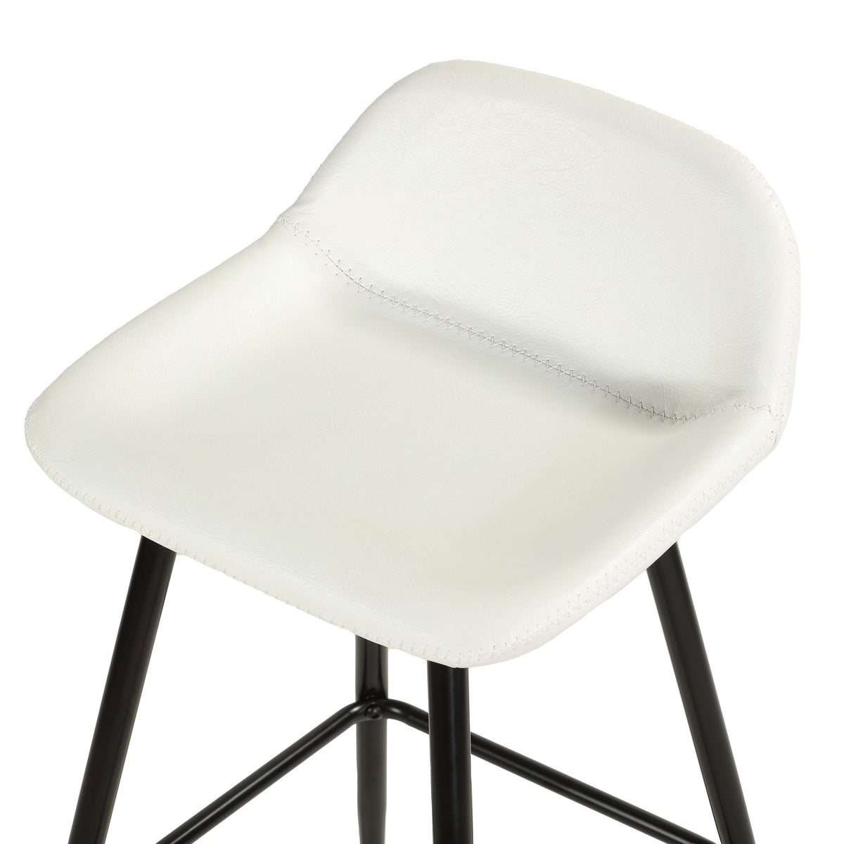 Rain Counterstools in White Faux Leather, Black Base (Set of 2)