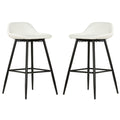 Rain Counterstools in White Faux Leather, Black Base (Set of 2)