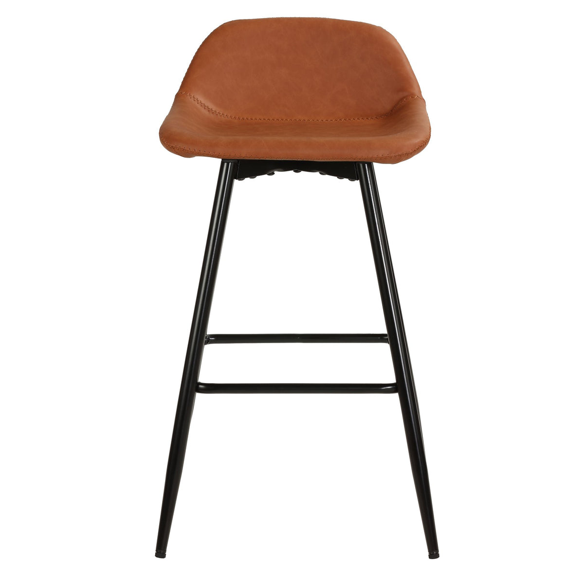 Rain Counterstools in Brown Faux Leather, Black Base (Set of 2)