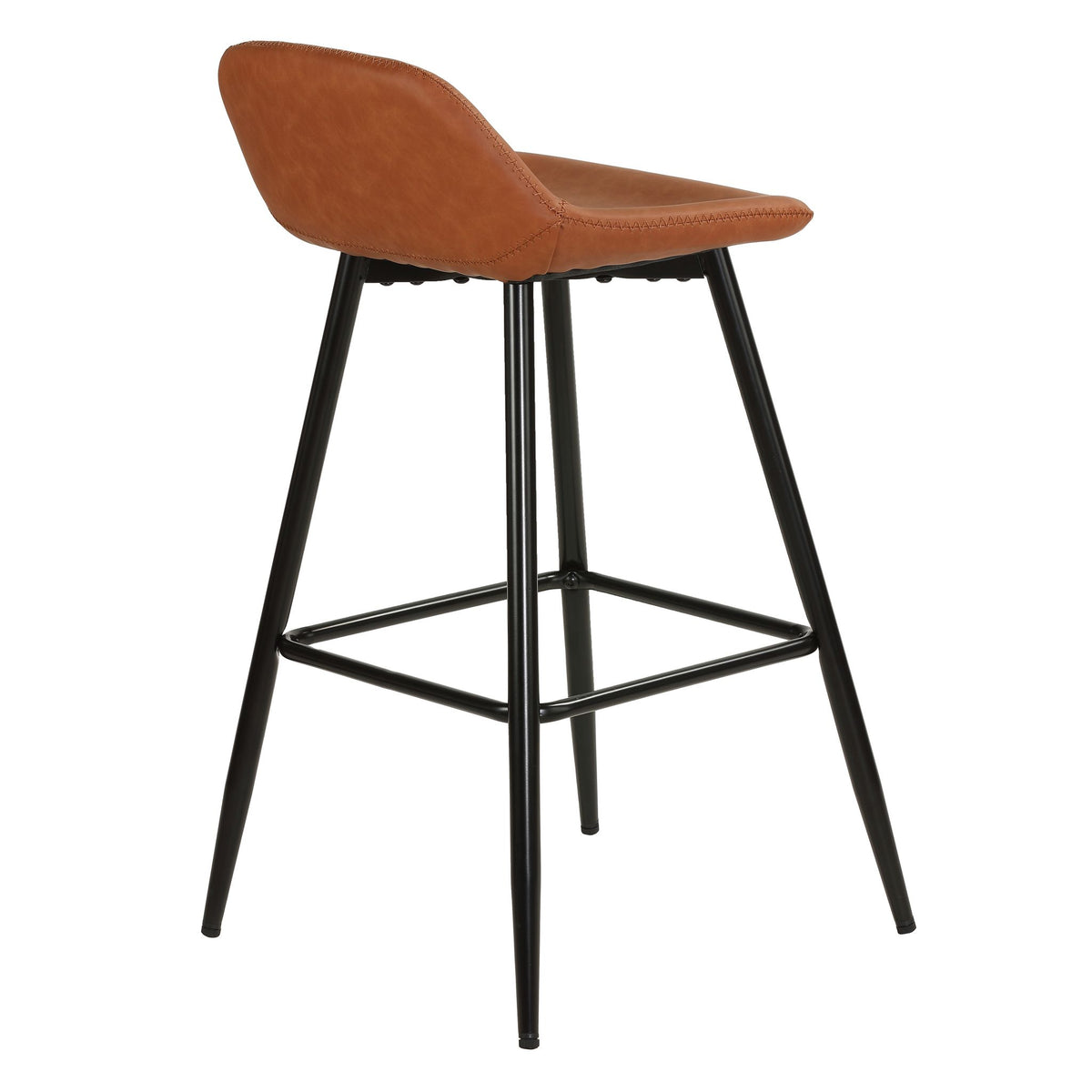 Rain Counterstools in Brown Faux Leather, Black Base (Set of 2)