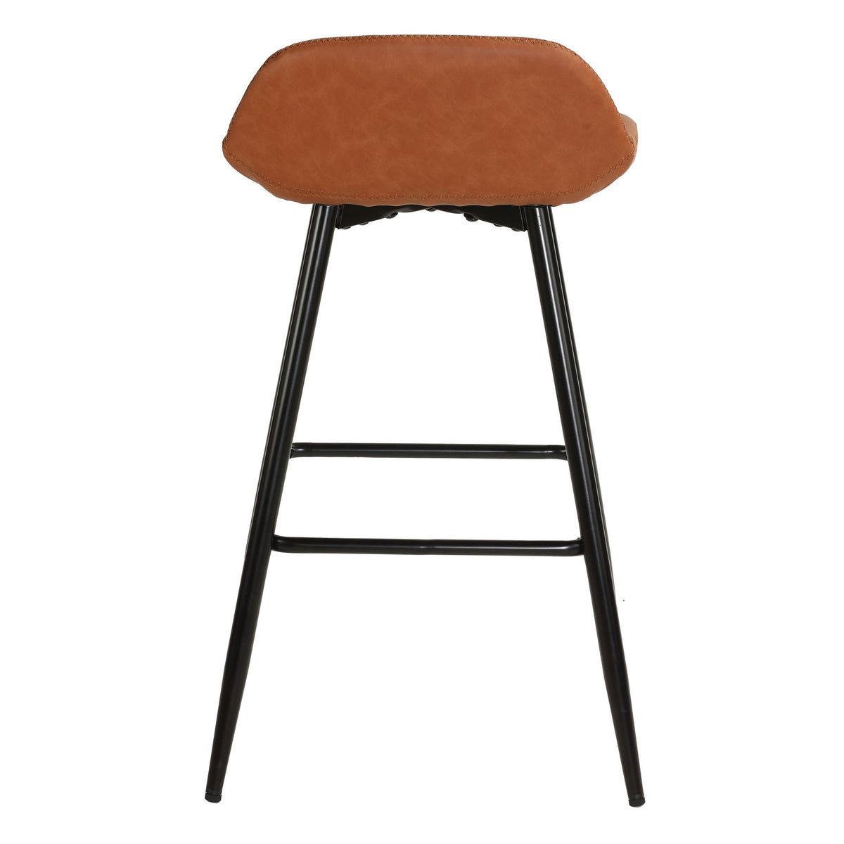 Rain Counterstools in Brown Faux Leather, Black Base (Set of 2)
