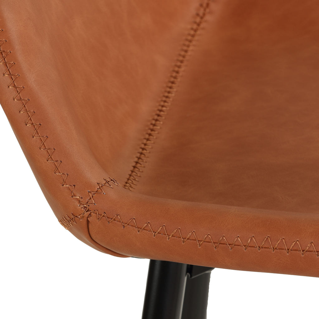 Rain Counterstools in Brown Faux Leather, Black Base (Set of 2)