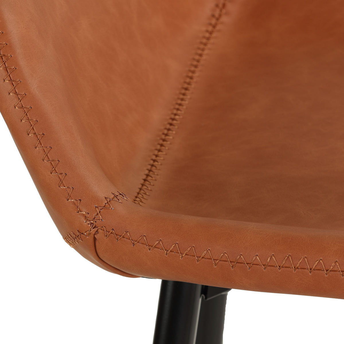 Rain Counterstools in Brown Faux Leather, Black Base (Set of 2)