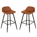 Rain Counterstools in Brown Faux Leather, Black Base (Set of 2)
