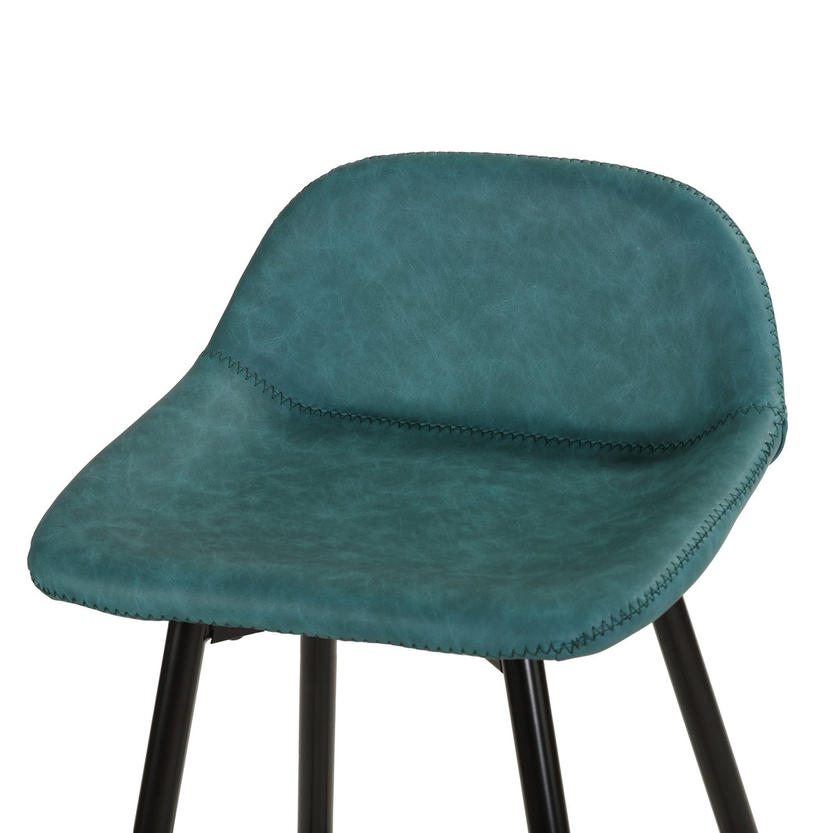 Rain Counterstools in Teal Faux Leather, Black Base (Set of 2)