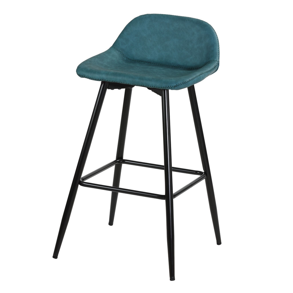 Rain Counterstools in Teal Faux Leather, Black Base (Set of 2)