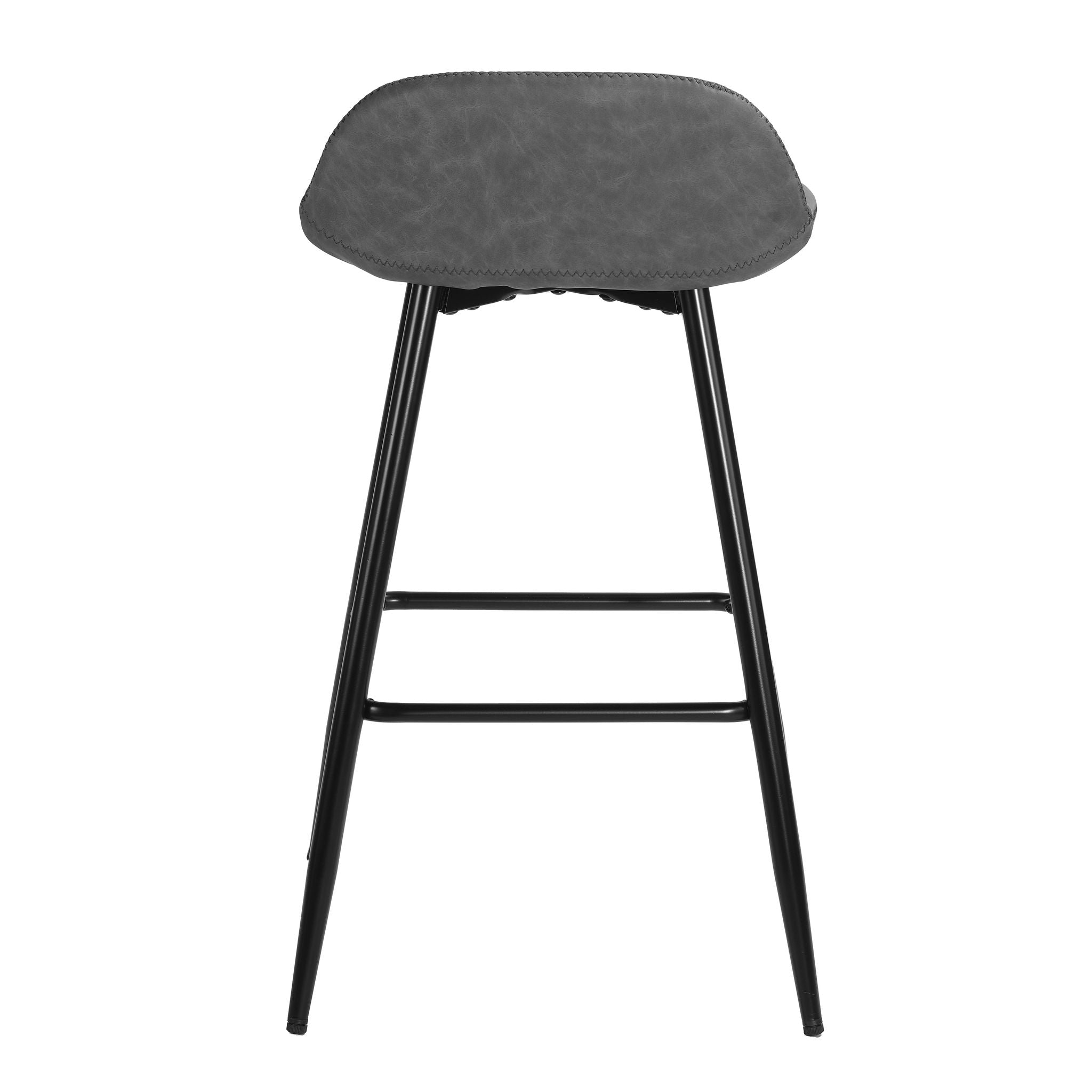 Rain Counterstools in Light Grey Faux Leather, Black Base (Set of 2)