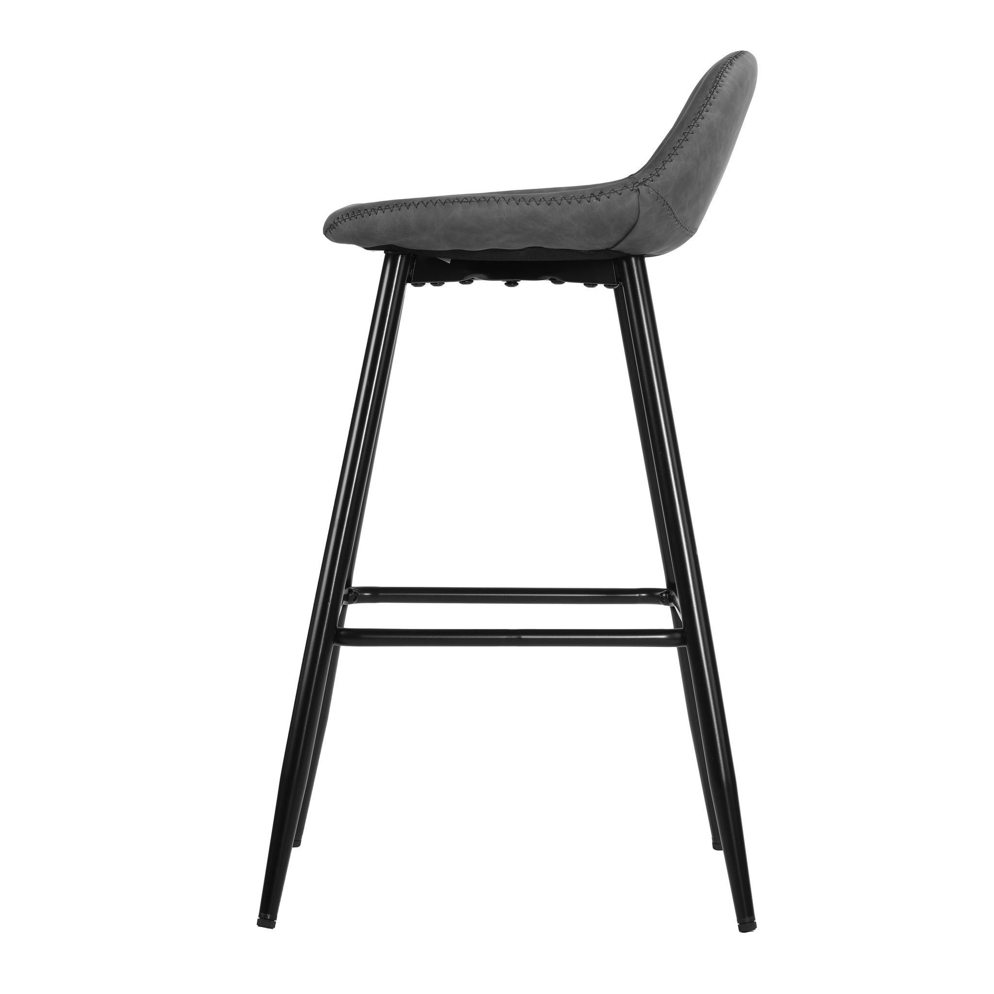 Rain Counterstools in Light Grey Faux Leather, Black Base (Set of 2)