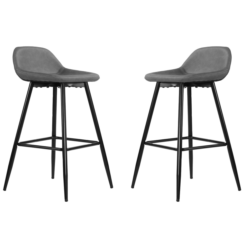 Rain Counterstools in Light Grey Faux Leather, Black Base (Set of 2)