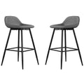 Rain Counterstools in Light Grey Faux Leather, Black Base (Set of 2)