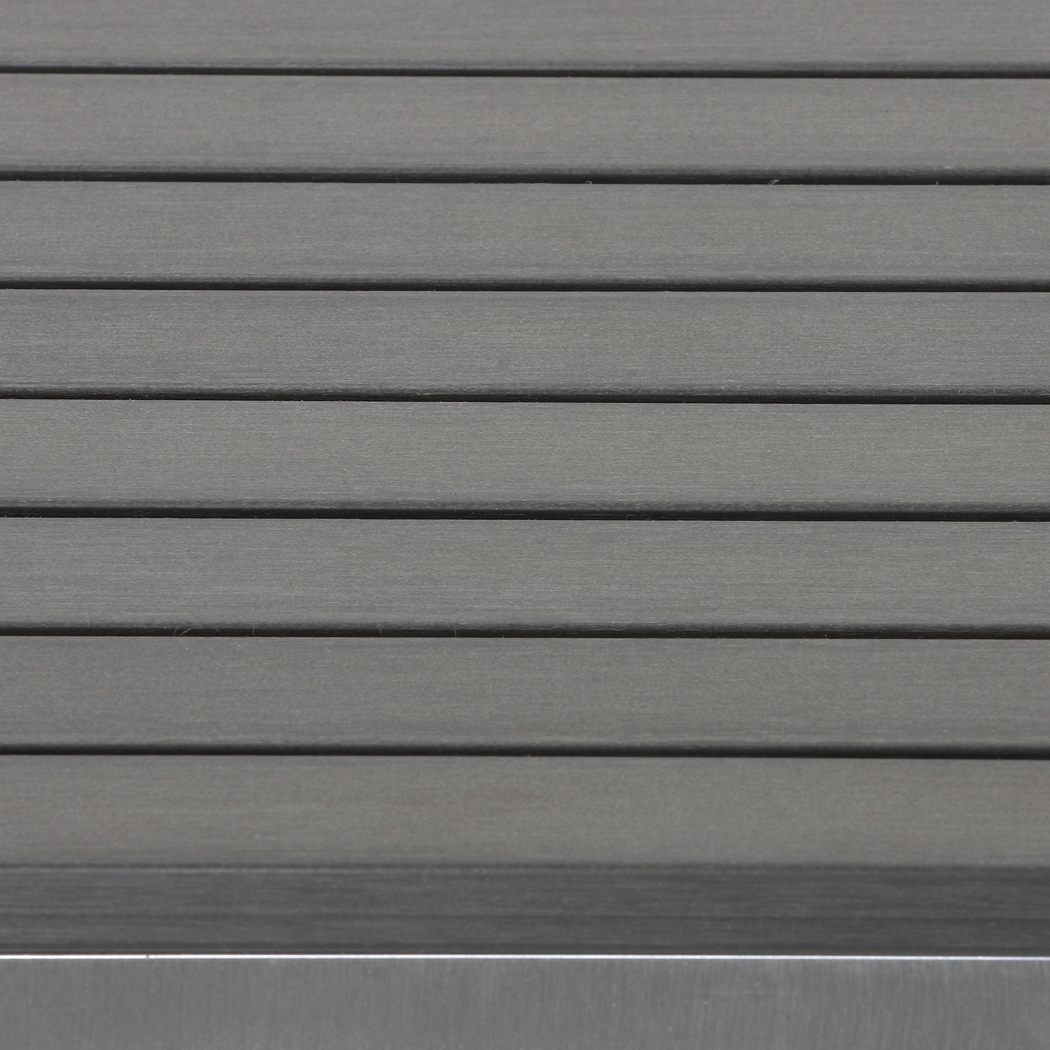 Haven Aluminum Outdoor Backless Counter Stool in Slate Grey Poly Resin in Brushed Aluminium, 14"x14"x24"