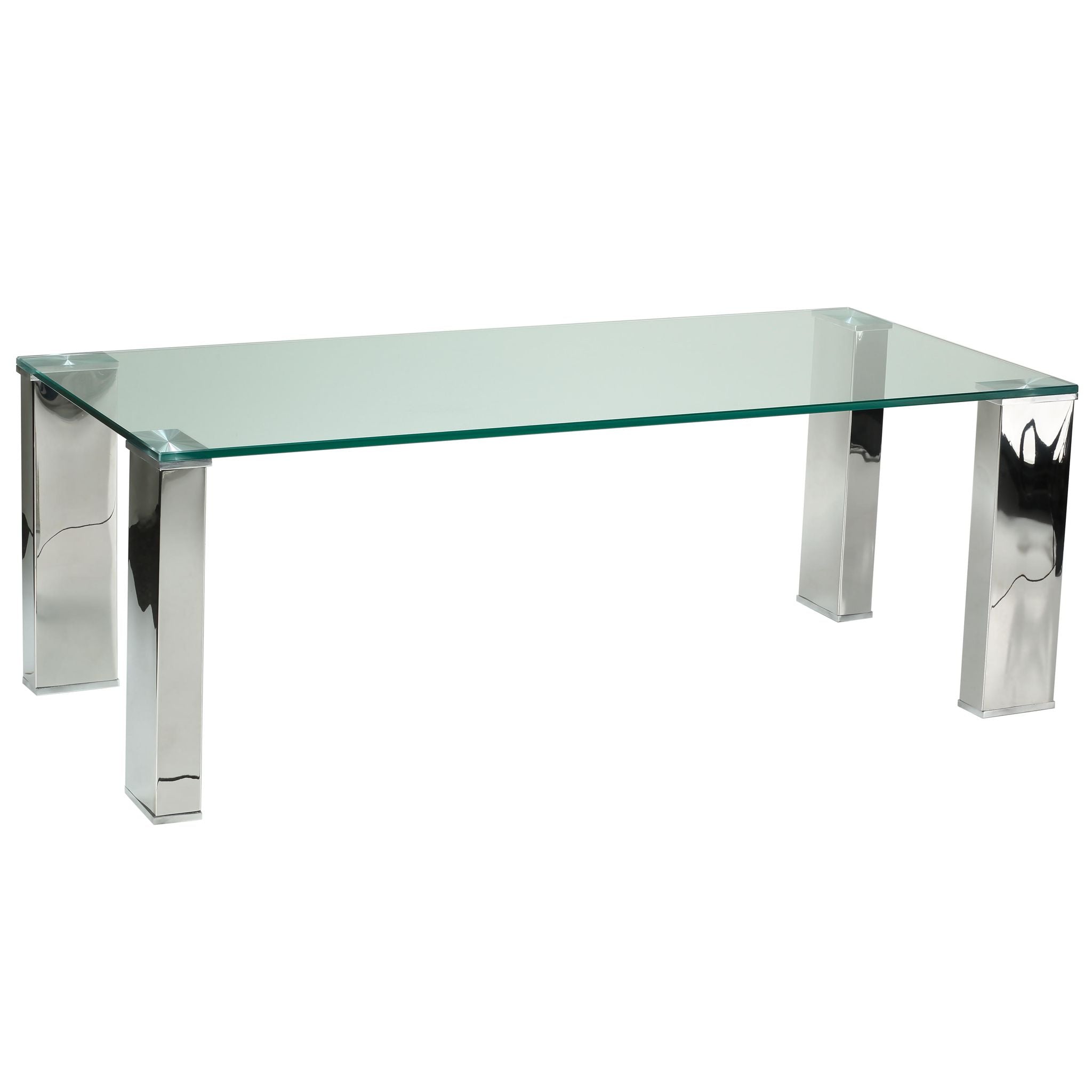 Isaak Contemporary Glass Coffee Table with Chrome Finish