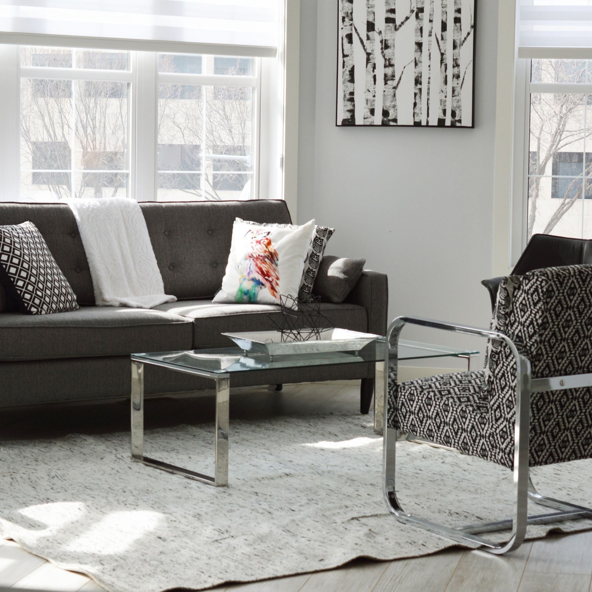 Remi Contemporary Glass Coffee Table with Chrome Finish
