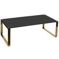 Remini Coffee Table, Gold Metal and Black Glass