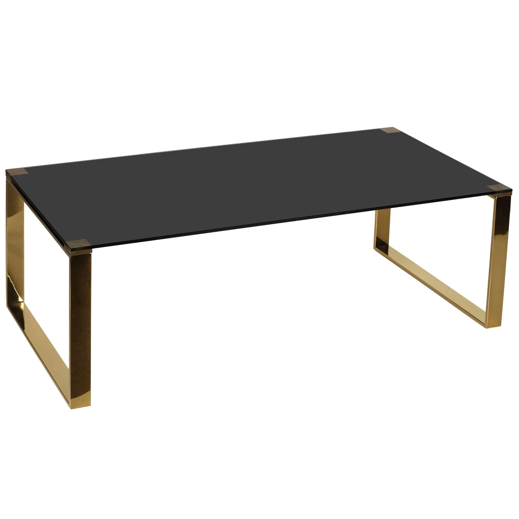 Remini Coffee Table, Gold Metal and Black Glass