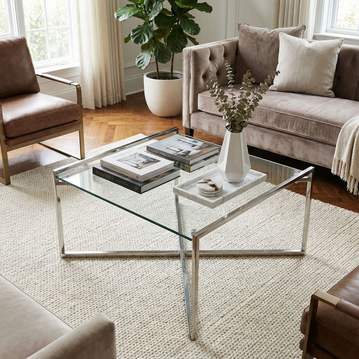 Celia Glass Coffee Table, 30"