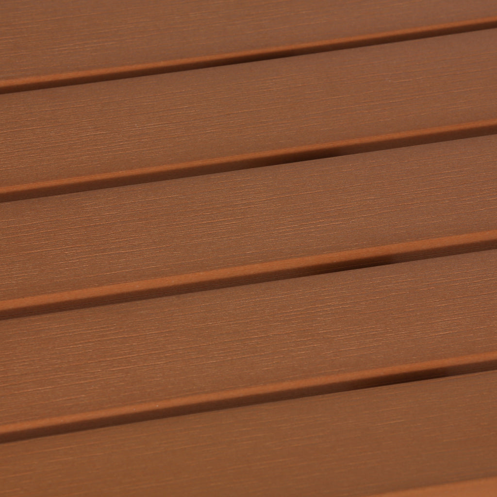 Avery Large Aluminum Outdoor Bench in Poly Resin, Silver/Teak