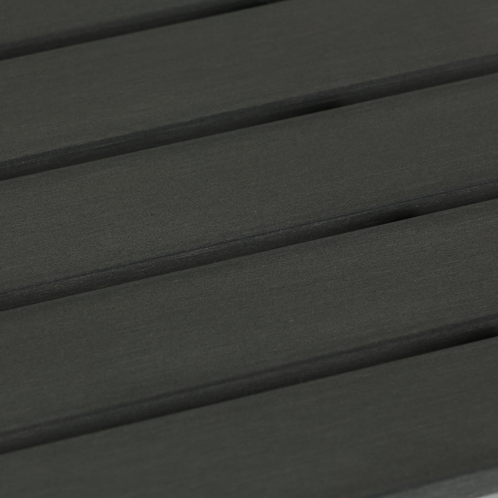 Jaxon Large Aluminum Outdoor Bench in Poly Resin, Silver/Slate Grey