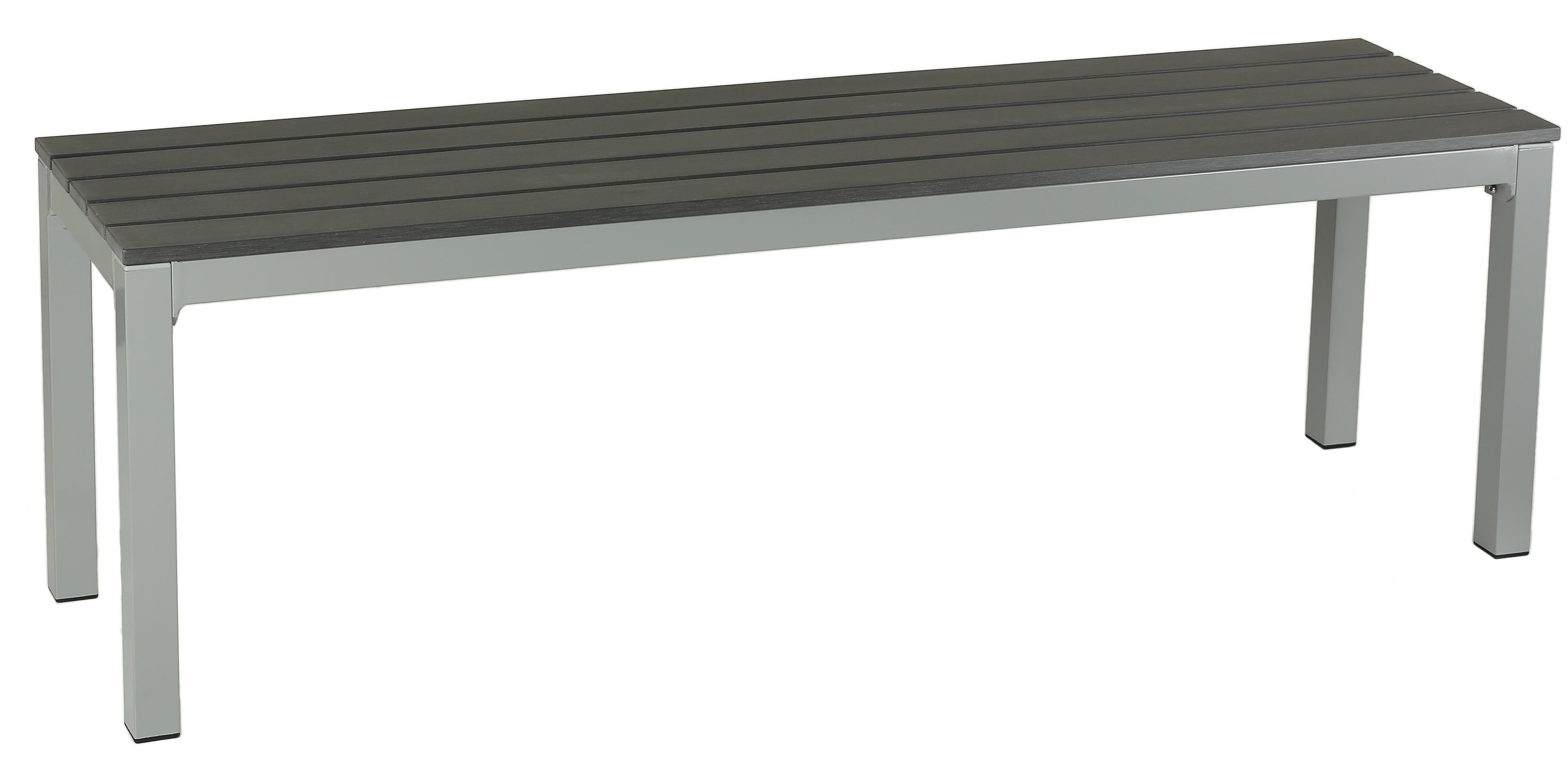Jaxon Large Aluminum Outdoor Bench in Poly Resin, Silver/Slate Grey