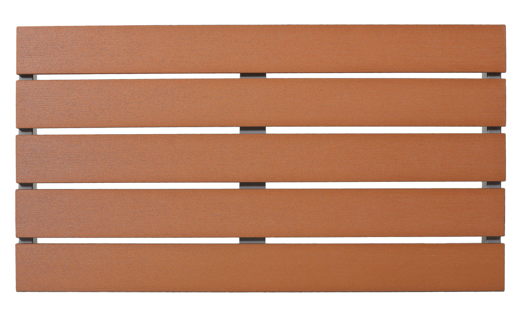 Avery Aluminum Outdoor Bench in Poly Resin, Silver/Teak